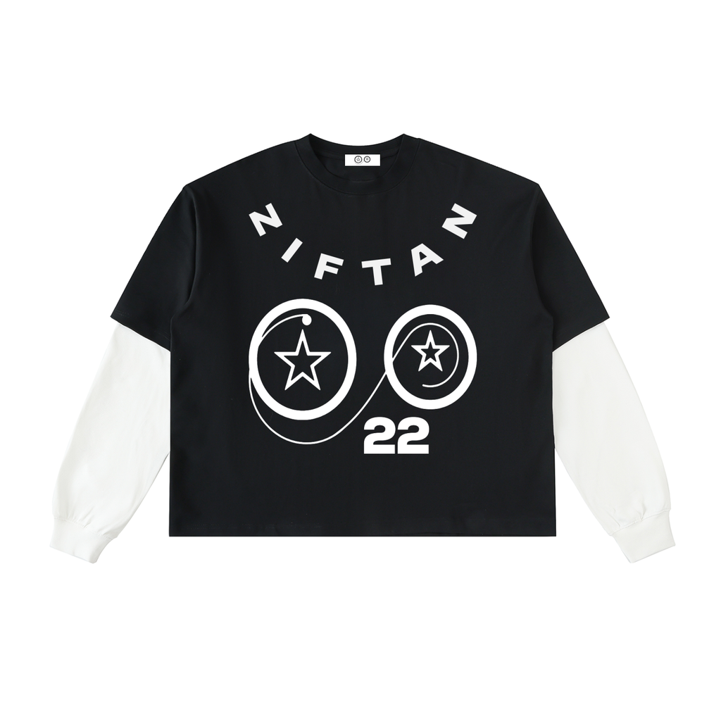 Ziftan Men Layered Contrast Sleeve Cotton T-Shirt