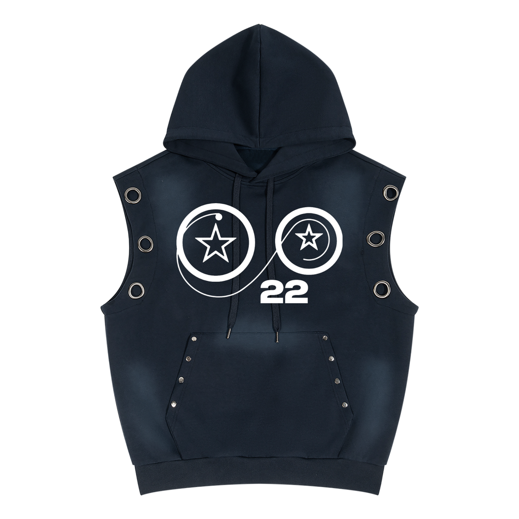 Ziftan Men Vintage Wash Sun Fade Sleeveless Hoodie