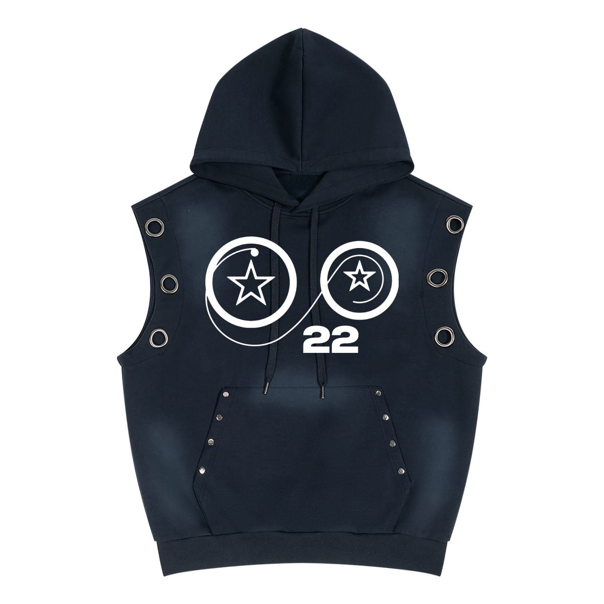 Ziftan Men Vintage Wash Sun Fade Sleeveless Hoodie
