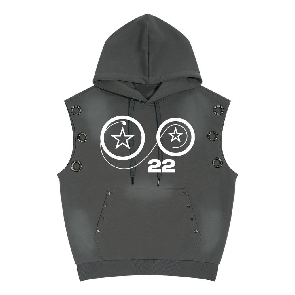 Ziftan Men Vintage Wash Sun Fade Sleeveless Hoodie