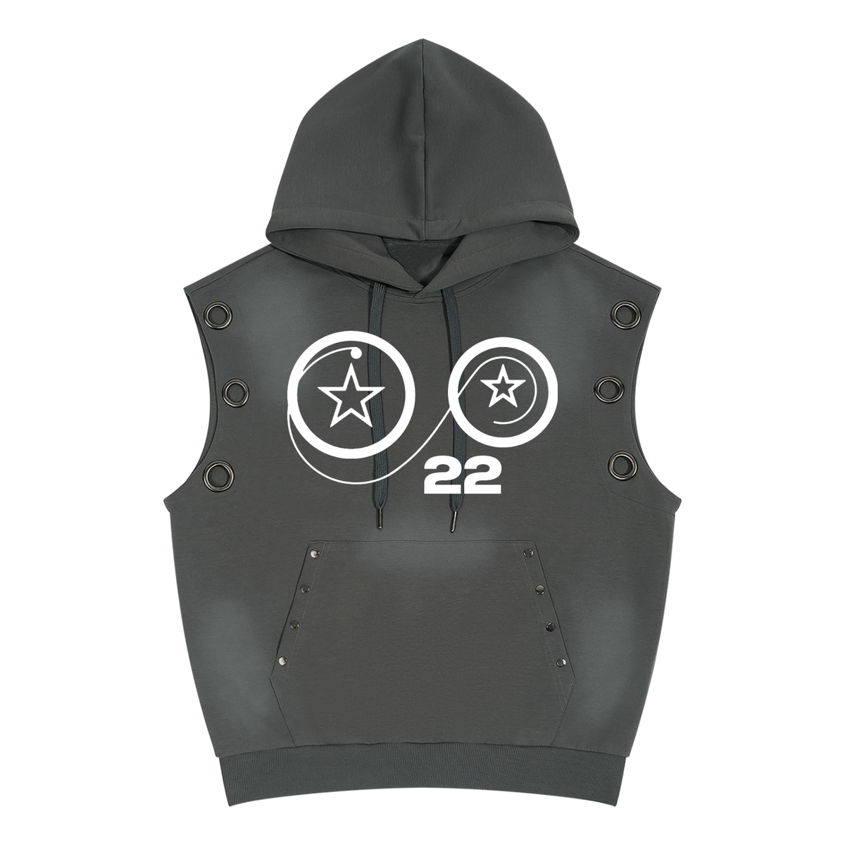 Ziftan Men Vintage Wash Sun Fade Sleeveless Hoodie