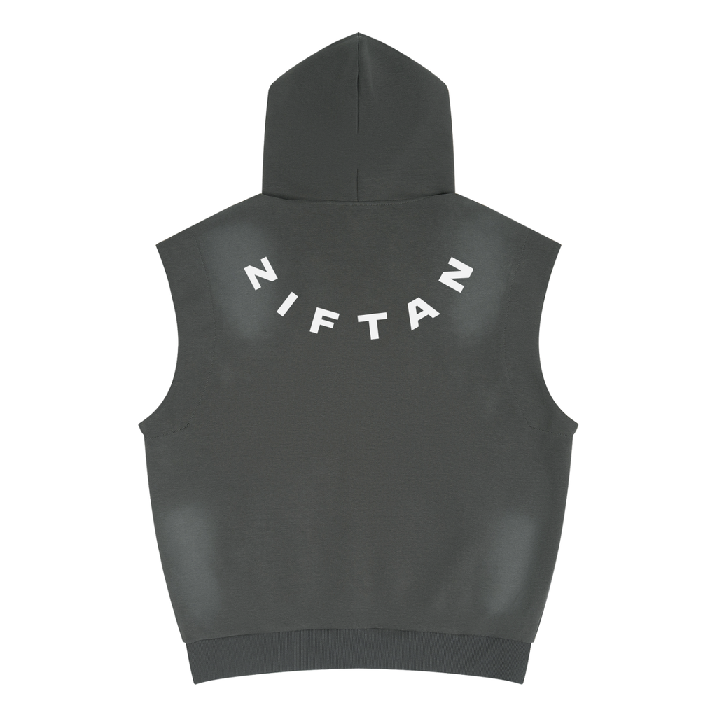 Ziftan Men Vintage Wash Sun Fade Sleeveless Hoodie