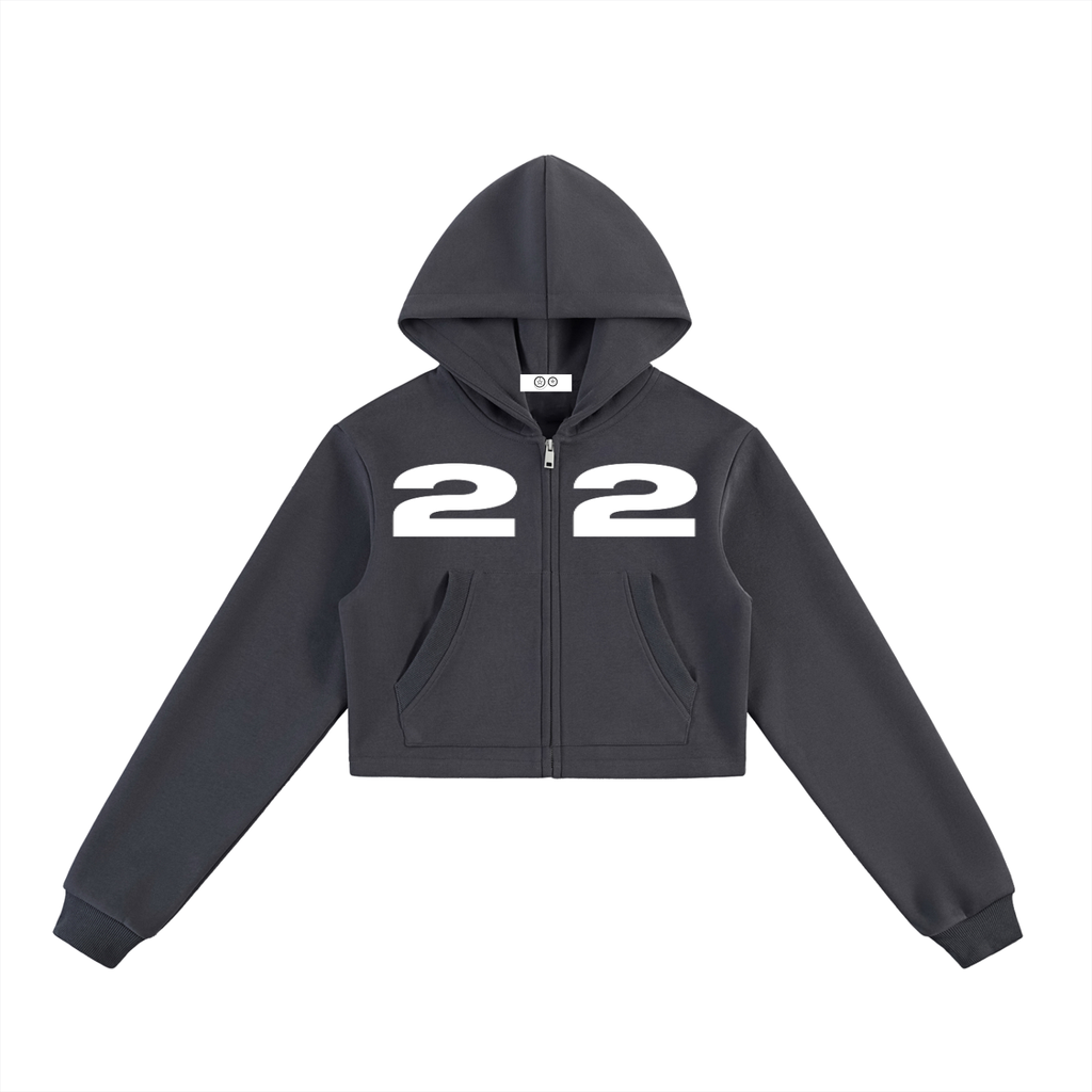 Ziftan Essential Cropped Zip-Up Hoodie