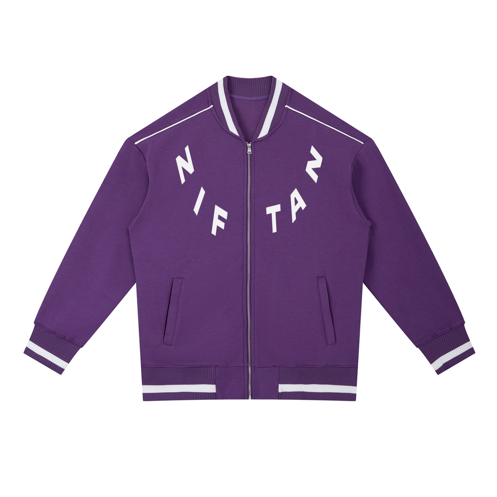 Ziftan Contrast Piping Zip Bomber Jacket