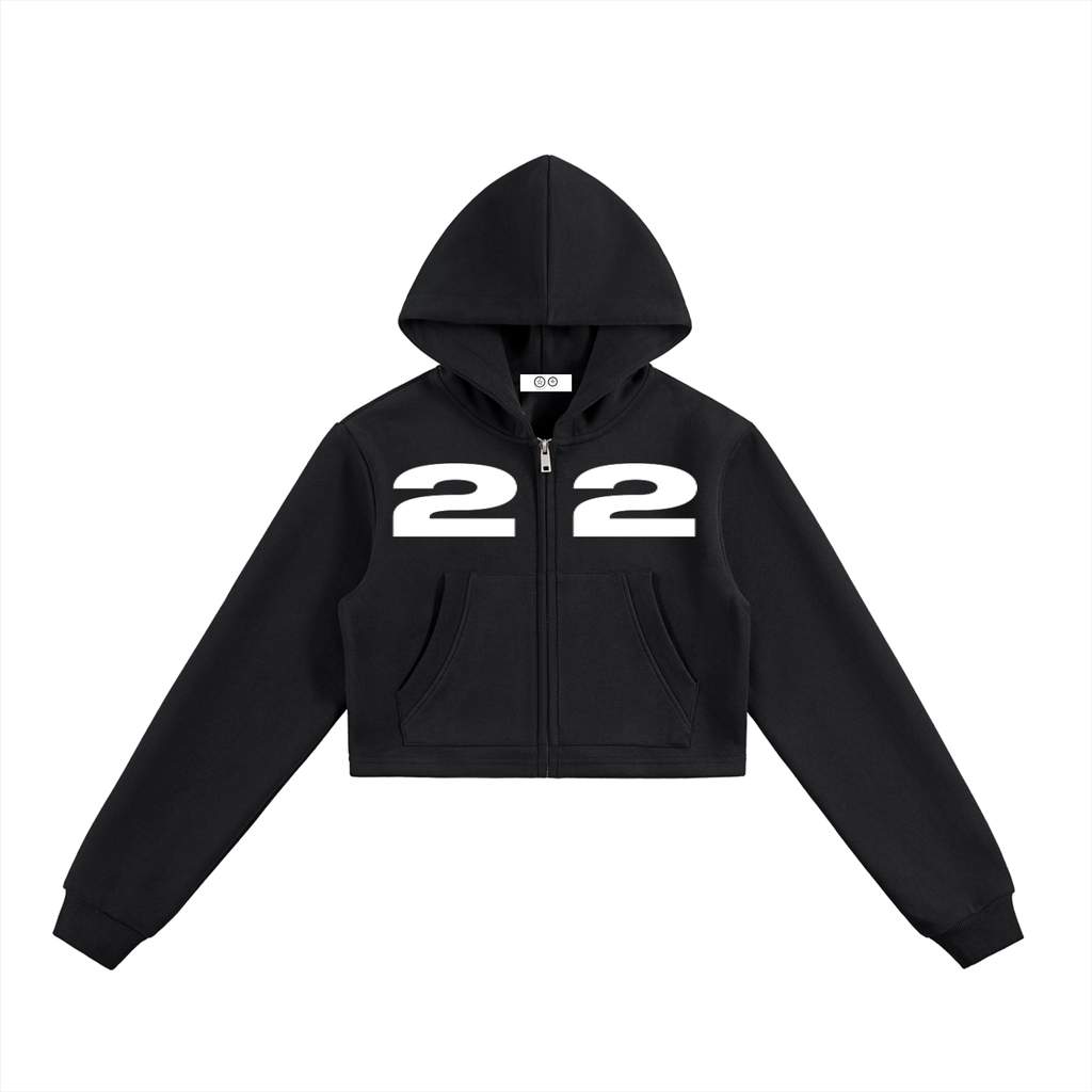 Ziftan Essential Cropped Zip-Up Hoodie