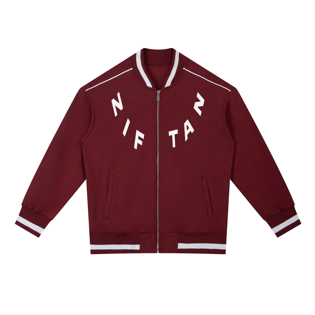 Ziftan Contrast Piping Zip Bomber Jacket