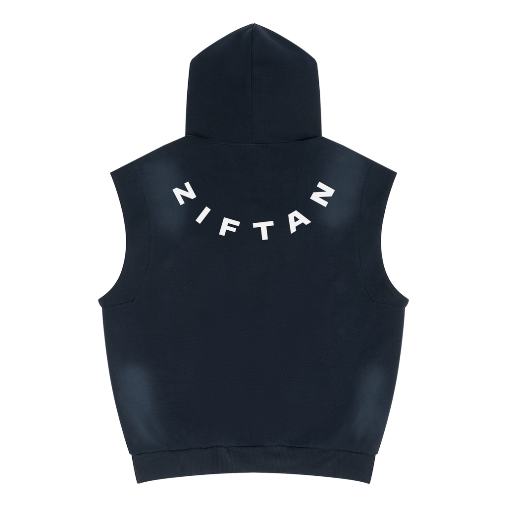 Ziftan Men Vintage Wash Sun Fade Sleeveless Hoodie