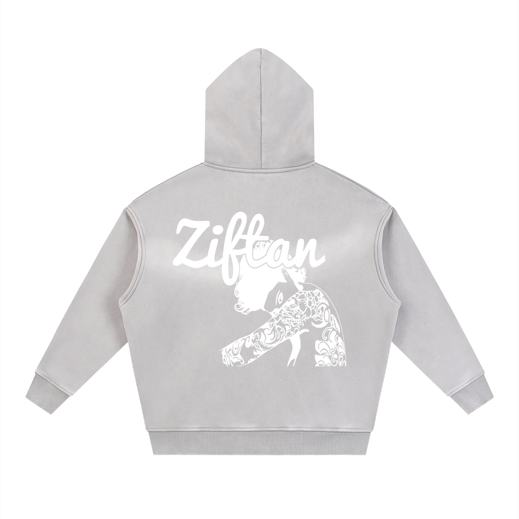 Ziftan Sunfade Two-way Zipper Boxy Fleece Hoodie