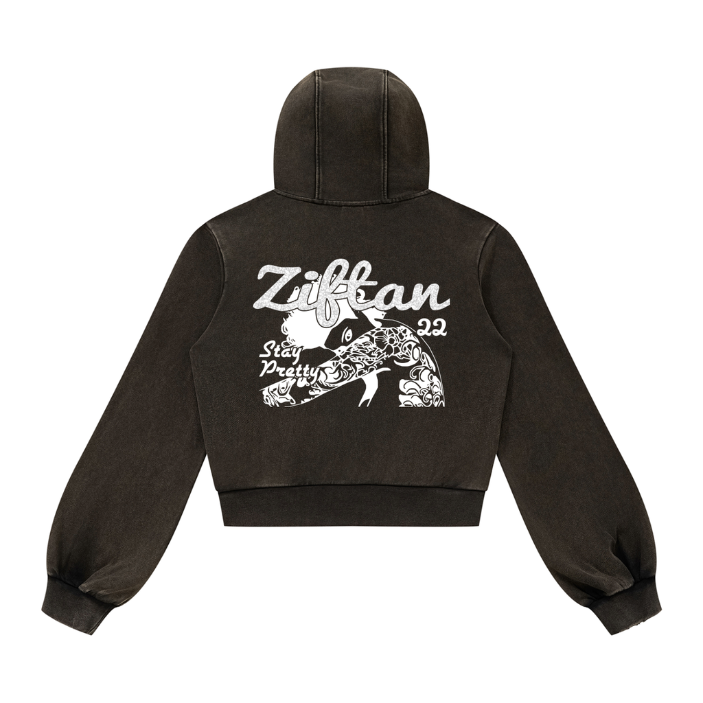 Ziftan Women’s Vintage Wash Full Zip Hoodie