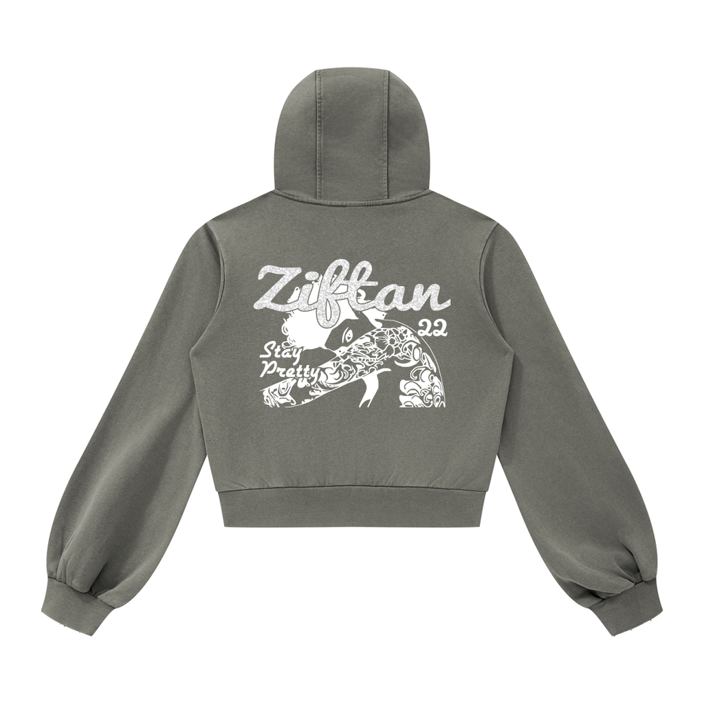 Ziftan Women’s Vintage Wash Full Zip Hoodie