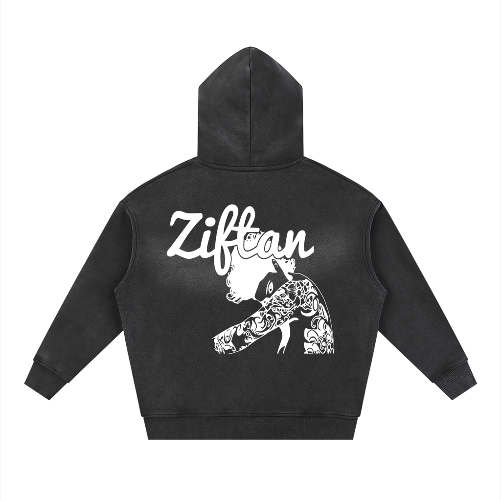 Ziftan Sunfade Two-way Zipper Boxy Fleece Hoodie
