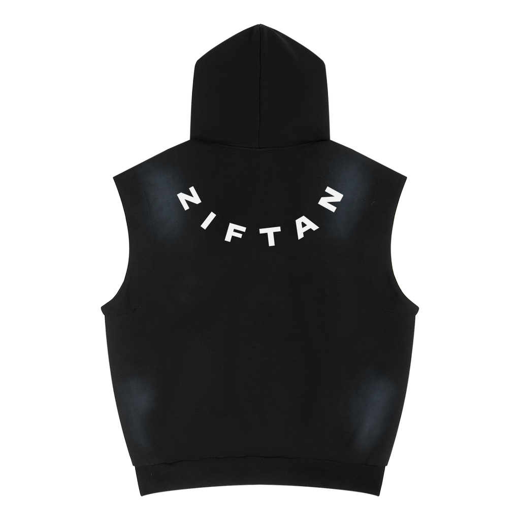 Ziftan Men Vintage Wash Sun Fade Sleeveless Hoodie